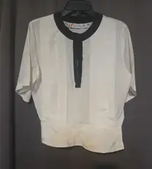 Chaus Women's Ivory White‎ Blouse, Size 10, Modern Pleated Top, Office Wear