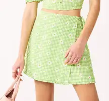 Green  Print mini Skirt