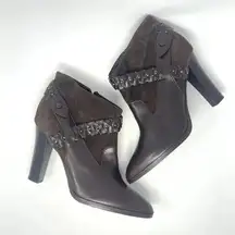 Diane von‎ Furstenberg Brown Suede Braided Booties