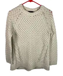 Mango MNG Suit Open Cable Knit Aran‎ Beige fisherman Sweater Size S