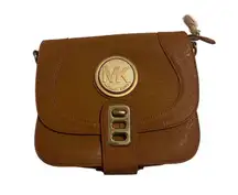 Classic Michael Kors brown leather cross over purse