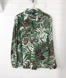Vintage Jones New York Safari Tropical Plant Leaf Button Front Shirt