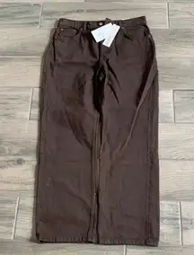 straight fit brown button up jeans