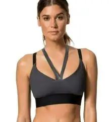 Ultracor Rhombus Sports Bra Crisscross Gray Black Size Small