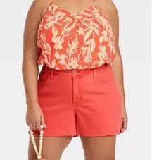 Ava & Viv High-Rise Stretch Denim Jean Shorts, - Orange / Coral Women’s 20W NWT