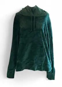 Gaiam Yoga Elena Cowl Neck Hoodie Soft Corduroy Deep Teal Large