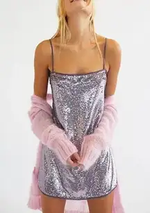 Free People Time To Shine Sequins Mini Slip Dress Lavender Women's Size S / P