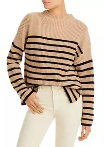 Rails Claudia Tan Funnel Neck Black Striped Knit Wool Cashmere Blend Sweater XS