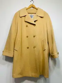 Marvin Richards  Womens Camel Hair Coat Beige Soft Pea Coat USA VTG