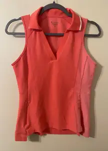 Womens Athleta Everyday Polo‎ Tank Pink Orange Coral Size XS