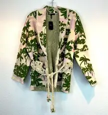 Maje Maloas Imprime Aloha Tapestry Beige Green Mauve Cardigan Jacket NWT 1/Small