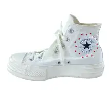 Converse Chuck Taylor All-Star Lift Womens White Heart Print High Top Sneakers 8