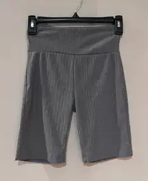 Love Streak Grey Ribbed Biker Shorts