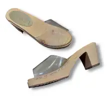 NINA Z New York Clear PVC Wood Heel Clogs Slides Mule Sandals EU 39 (US 9)