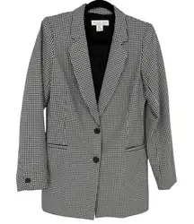 Rachel‎ Zoe 2-Button Gingham Blazer Black White Size 8 Career Classic Preppy