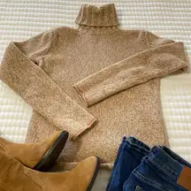 Gap Tan Heathered Wool/Cotton Turtleneck Sweater Size M