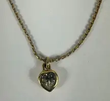 Christian‎ Dior Gold Tone Heart Shape Rhinestone Pendant Necklace