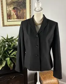 Ann Taylor Women's Black 8 Tailored Jacket Long Sleeve Lapel Collar 3 Buttons
