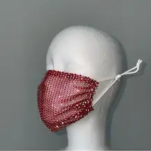 Red Rhinestone Face Mask‎