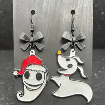 Nightmare Before Christmas Earrings with Black Bow & Black Accents