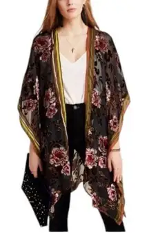 Aratta Silent Journey Viola Burnout Velvet Kimono Floral Rose Stripe Boho One Sz