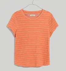 NEW Madewell Smocked Shrunken Shirttail Tee Sweet Dahlia Orange Women's Size XL