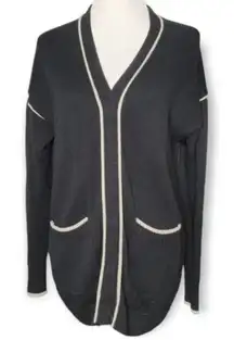 Cabi Knit Comfort‎ Cardigan Sweater Small Style 5633 Black Preppy Varsity Y2K