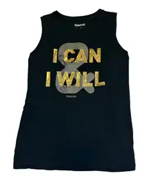 Reebok Women's Black Tank Top I Can & I Will Sleeveless Athletic Shirt #‎