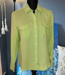 Size MP Irish Linen Pale Green Button Down