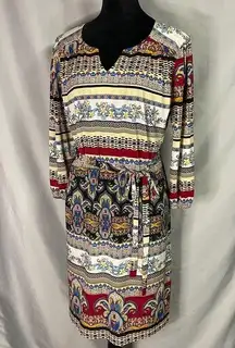 Luxology Womens Dress Floral Long Sleeve V Neck Elegant Classy Fall Sz 10 NWOT