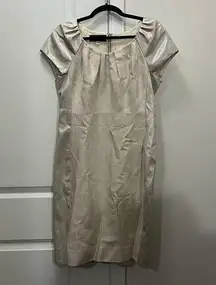 EUC Lilia Stogova Gold Short Sleeve Dress Size 44 EU