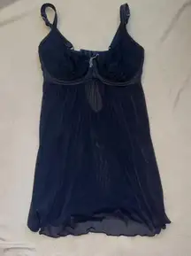 Parfait Black lace lingerie babydoll lingerie rhinestone chemise goth sexy