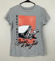 Elton John Bennie & The Jets Gray Graphic Band Tee Size Small