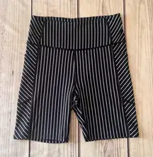 Victorias Secret On Point Flow Black & White Striped Athletic Bike Shorts