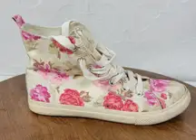 Aeropostale Women's‎ Sneakers 7 Multi Floral Print Canvas High Round Toe Lace Up