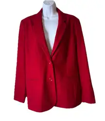 Chadwicks of Boston Red Wool Blend Blazer Women's 14 Jacket Lined Classic Career