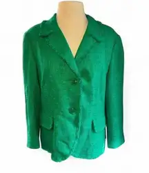 Lafayette 148 Women's Shamrock Green Tweed Blazer Suit Jacket Career Size 12