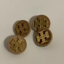 Tory Burch Gold And Tan Tone Replacement Double T Logo Lot Of 4 Buttons
