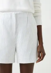 New French Connection Womens White Blue Pinstripe Tailored Fit Shorts US 0