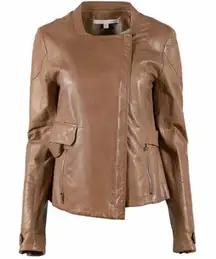 Veronica beard brown moto leather jacket size 1 / XS