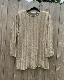 VINTAGE‎ VALERIE STEVENS EVENING SPARKLING METALLIC GOLD WOOL SWEATER LARGE