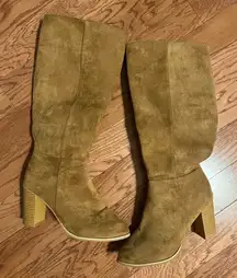 Tan Suede Knee-High Boots