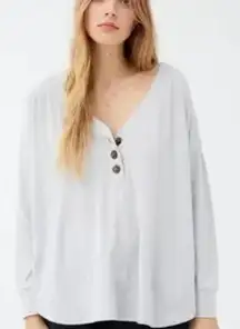 Urban Outfitters Out From Under Blaine Oversized Henley Top L/S V Neck NEW