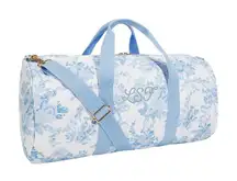 LoveShackFancy Pottery Barn Damask Classic Duffle Weekender Bag Blue Floral NWT