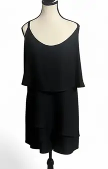 City Chic Romper Sz L 20 Elegant Black Layered Ruffle Tiered Slimming Playsuit
