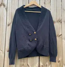 Lauren Ralph Lauren Navy Blue Knit Shawl Collar Cardigan