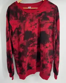 Friends Tie Dye Sweatshirt Red Black Crewneck Long Sleeve Sweatshirt Size L
