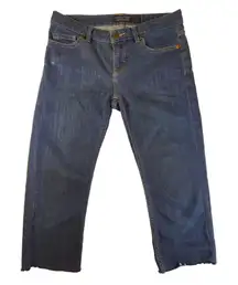 Patagonia Women's Jeans Sz 2 Dark‎ Wash Straight Leg Mid Rise Stretch Raw Hem