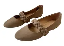 New Lauren Conrad‎ Braided Mary Jane Flats Taupe Memory Foam Beige Shoes 9.5