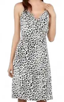 Express leopard dress knee length animal print cocktail party black and white